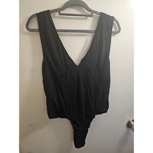 Anthropologie PILCRO’s Black Noir Plunge Bodysuit Size XL‎ NWT
